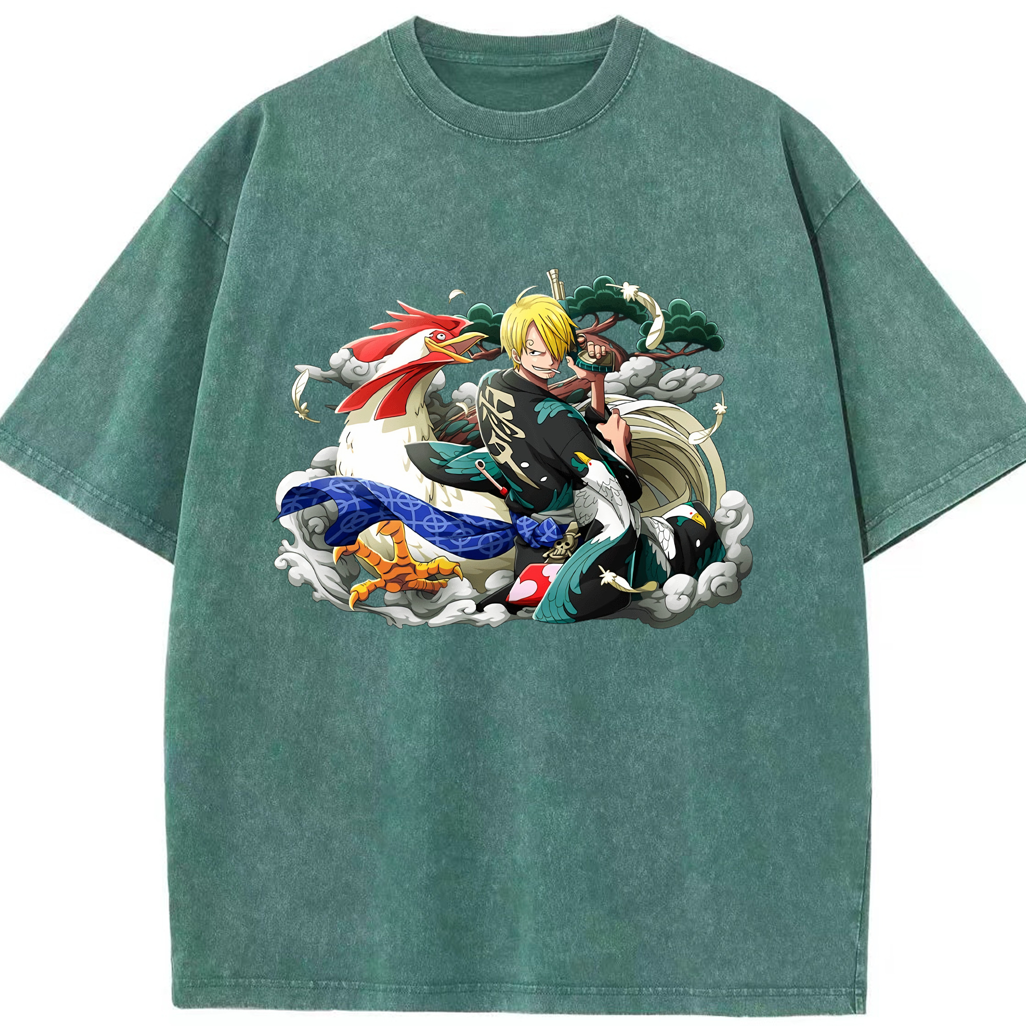 （画像用） ワンピース サンジ ONE PIECE Sanji 綿100% ヴィンテージ風 半袖Tシャツ（フロントプリント）